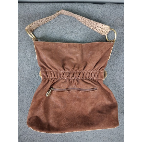 Kathy Van Zeeland Chocolate Brown Concho Belt Handbag Boho Designer‎ Bead Hippie - Picture 2 of 12